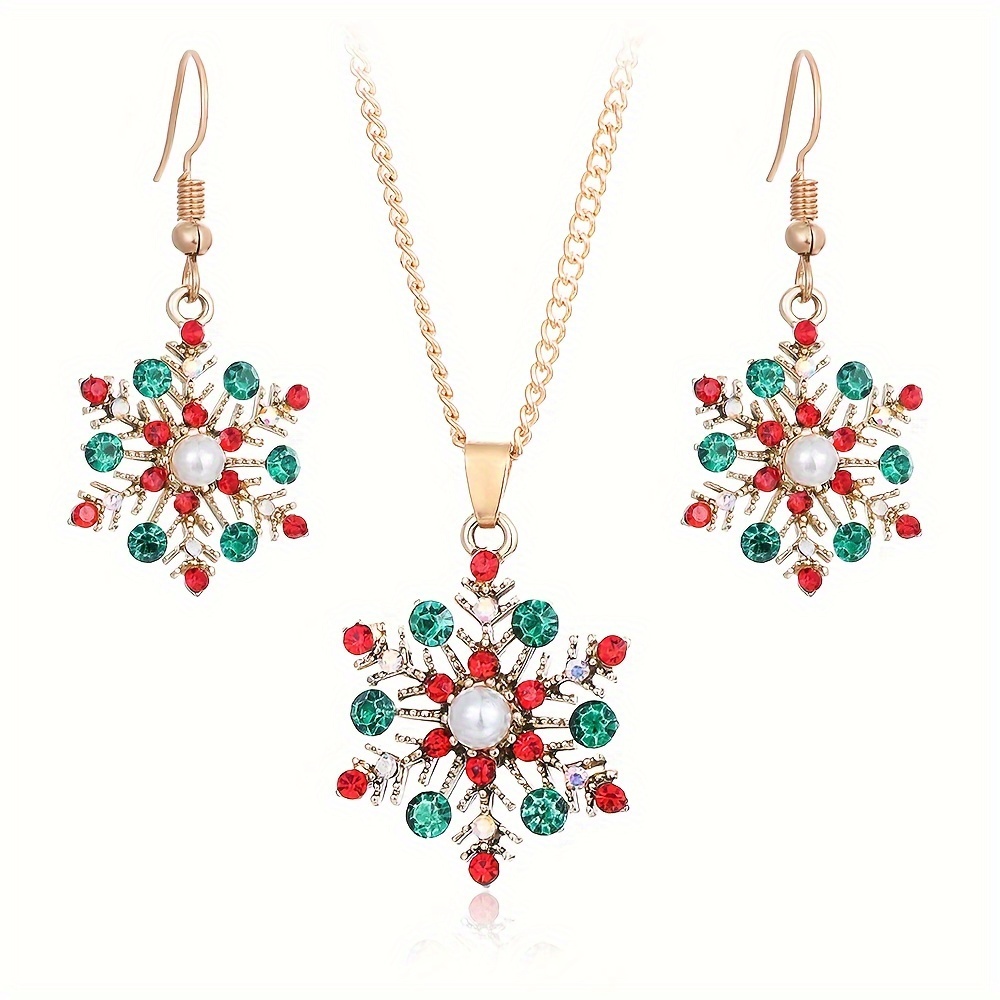 

- 3pcs Jewelry Set Red & Pendants And Accents - - Necklace And , Christmas