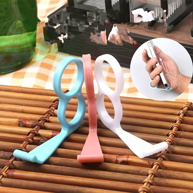 

6pcs Random Color Pc Phone Stand Ring Clamp, Multi-functional Portable Phone Holder, Anti-drop Simple Design, Smartphone Loop Support Accessory