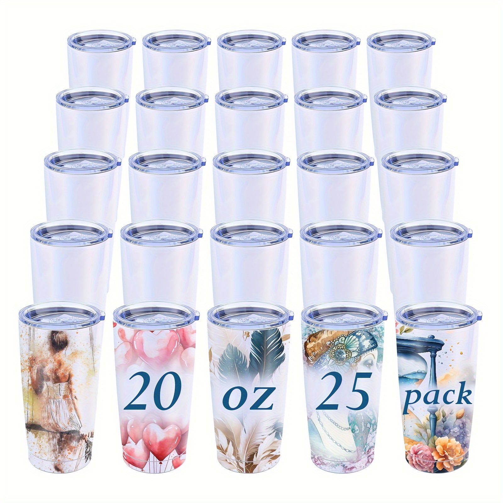 

25pcs, 20oz Sublimation Travel Tumbler, Insulated Cup With Splash Proof Sliding Cover And Straw