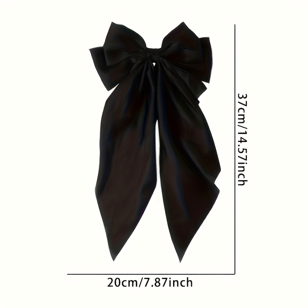 6 Große Haarschleifen Für Damen – 18x33 Cm, Einfarbig, Aus Polyester – Französische Clips Mit Langem Band