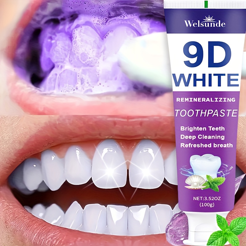 9D White Remineralizing Hydroxyapatite Purple Toothpaste - Effect Deep Cleaning, Fresh Breath, Ideal for Oral Health & Hygiene, Perfect for Daily Use, Great Gift for Women & Men, Teeth Products | Hydroxyapatite Toothpaste 18 9D White Remineralizing Hydroxyapatite Purple Toothpaste - Effect Deep Cleaning, Fresh Breath, Ideal for Oral Health & Hygiene, Perfect for Daily Use, Great Gift for Women & Men, Teeth Products | Hydroxyapatite Toothpaste