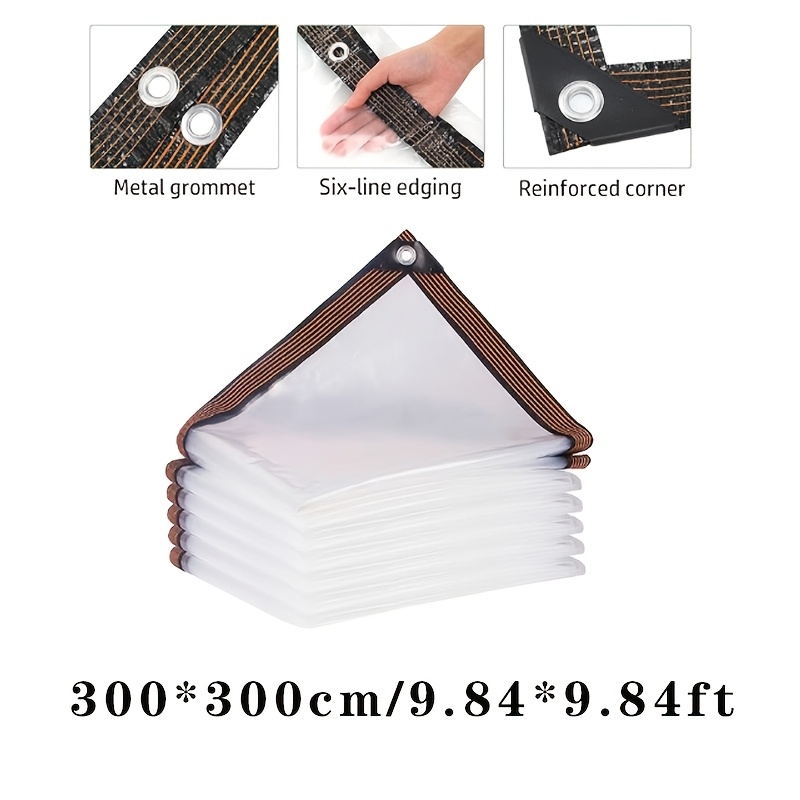 TEMU Bâche transparente en PE imperméable pour protection contre et isolation hivernale, épaisse avec œillets renforcés, feuille de plastique PE