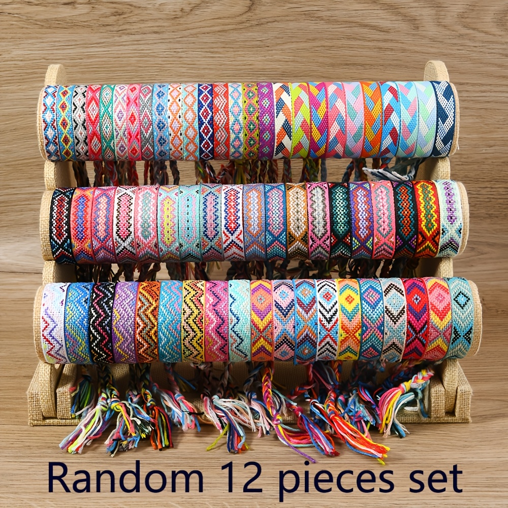 TEMU Ensemble multicolore tendance multi-pièces Bracelet bracelet Bracelet de poignet Corde à main Convient pour un Aléatoire 12/24/36/48pcs Couleur