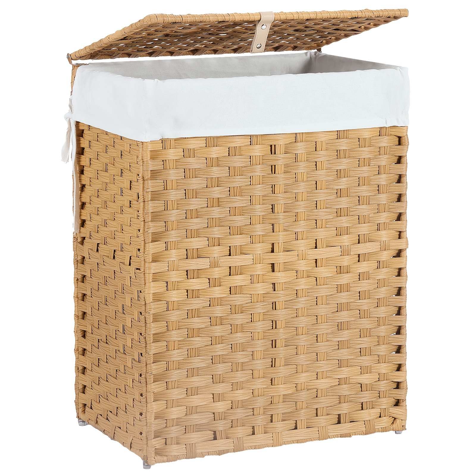TEMU Large Capacity Foldable Laundry Hamper With Lid, Detachable Double Insert Clothes Basket, Portable Storage Organizer For Bedroom And Bathroom