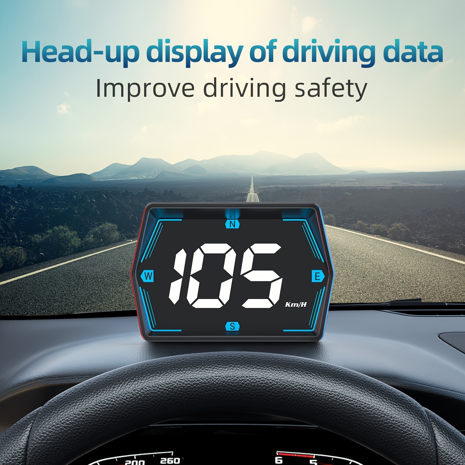 

G20 Hud Car Head-up Display Speedometer, Hd Driving Projection Odometer With Compass, Km/h Mph Switchable, Colorful Ambient Light, Auto Brightness, Speed Warning Alarm - Abs Material, Wired Connection