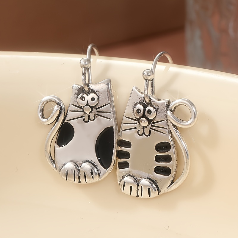 TEMU Adorable Cat Drawing Wire Earrings For Ladies, Veterinarians & Pet Sitters - 3d Feline Jewelry
