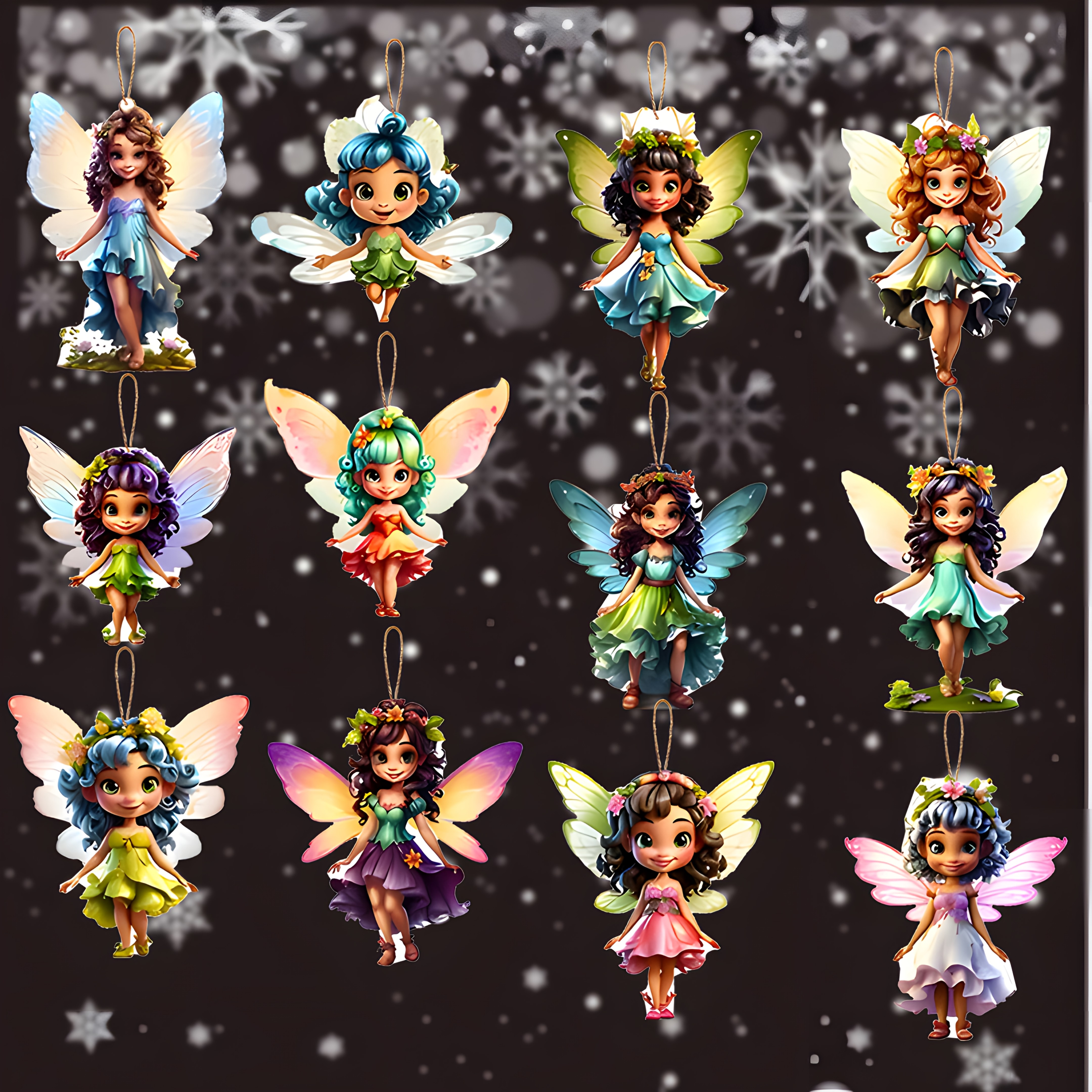 

12pcs Wooden Fairy Hanging Ornaments, Christmas Elf Pattern Decorations, Multipurpose Wall Hanging Signs, No Electricity Needed, 2d Art Decor, With For Christmas Party, Tree, Bedroom, Garden