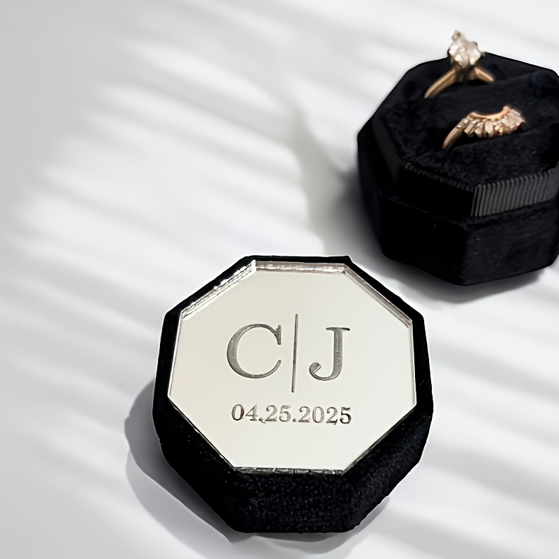 Hexagonal Velvet Ring Box with Two Compartments