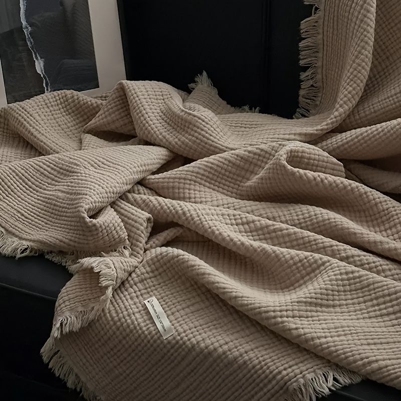 Image of 100% Cotton Muslin Blankets For Adults Large Throw, 4-layer Breathable And Lightweight, Soft Boho Gauze Muslin Cotton Blanket For Couch Bed Decor Travel Summer