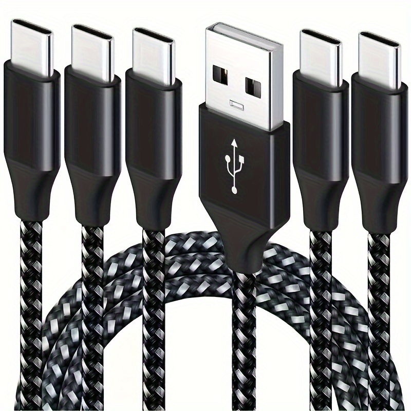 

5pcs Usb Type C Fast Charging Cable Set - 10ft, 6ft, 3ft Nylon Braided Cord, Samsung - And Universal;