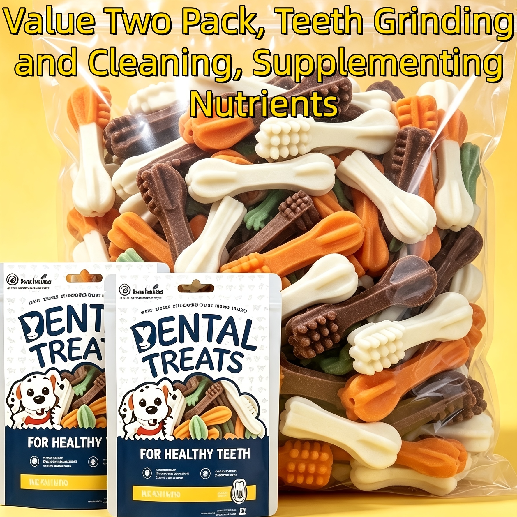 two packs of valuable teeth grinding cleaning and durable diverse flavors beef green tea chicken   food for pets universal for cats and dogs reward training Product details 0