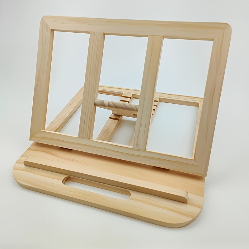 TEMU Support pour ordinateur portable en bois réglable, support pliable, support de lecture de livre de bureau pour étudiant