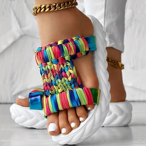 braided cutout round toe casual slippers