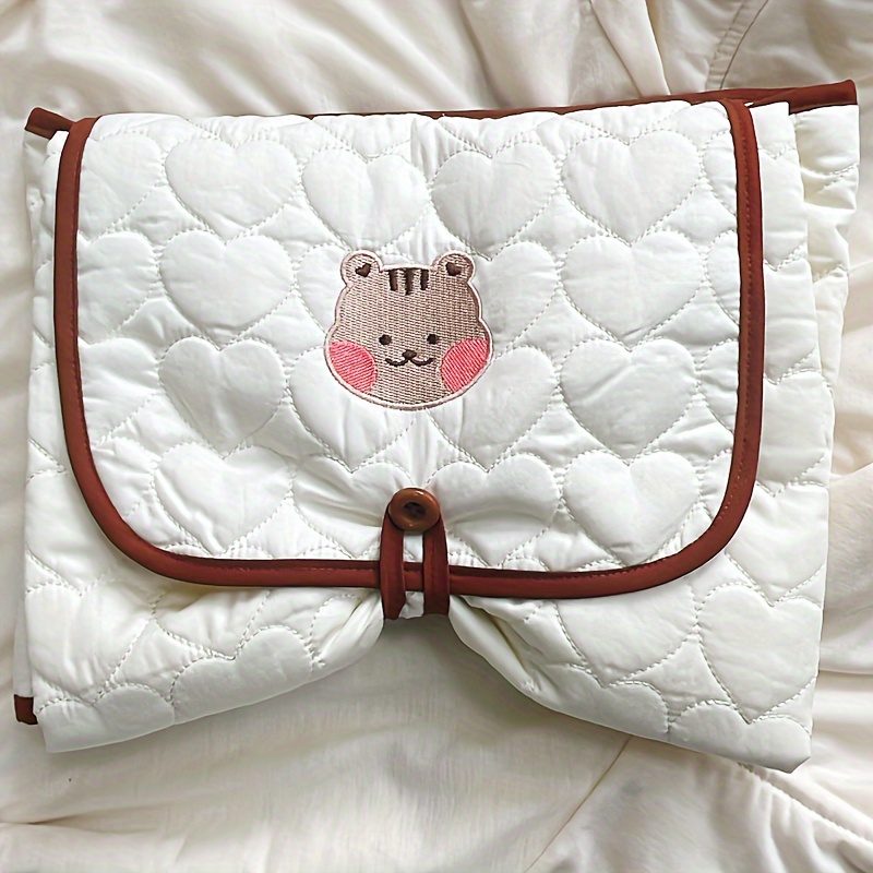 cute beige embroidered animal diaper changing pad for     details 3