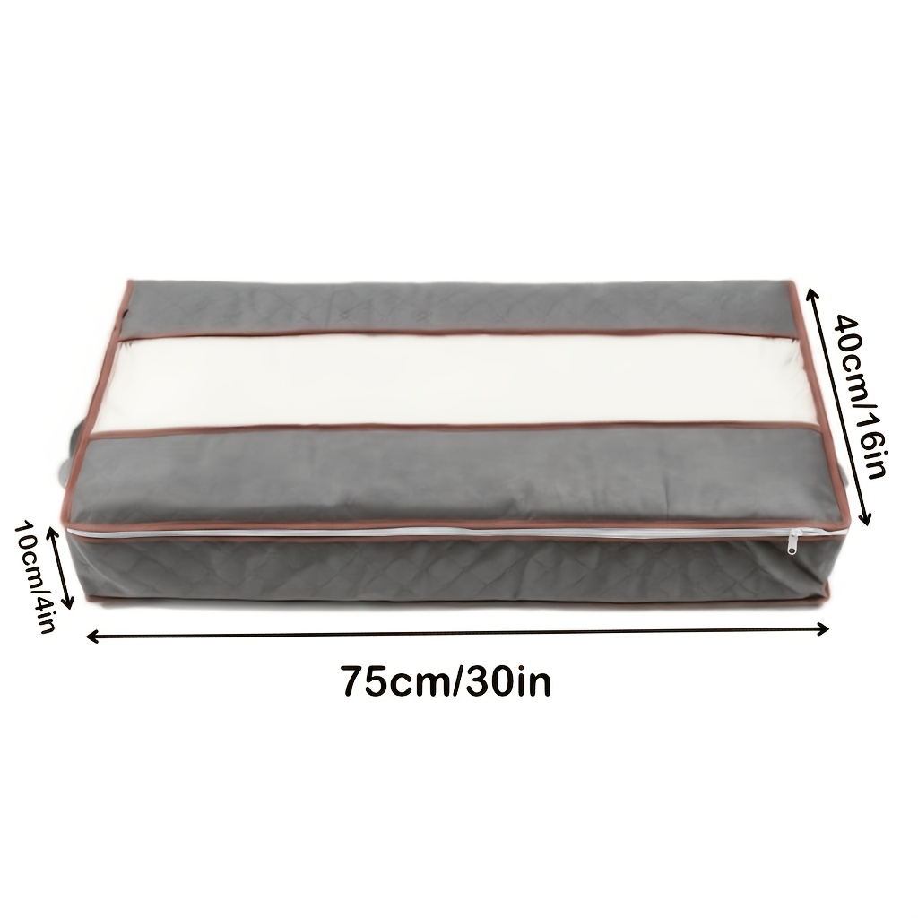 TEMU Quilt Storage For Under The Bed, Fabric Organizer With A Lid, Large Capacity Clothing Storage Box Made Of Thick Non-woven Fabric, Flat Quilt
