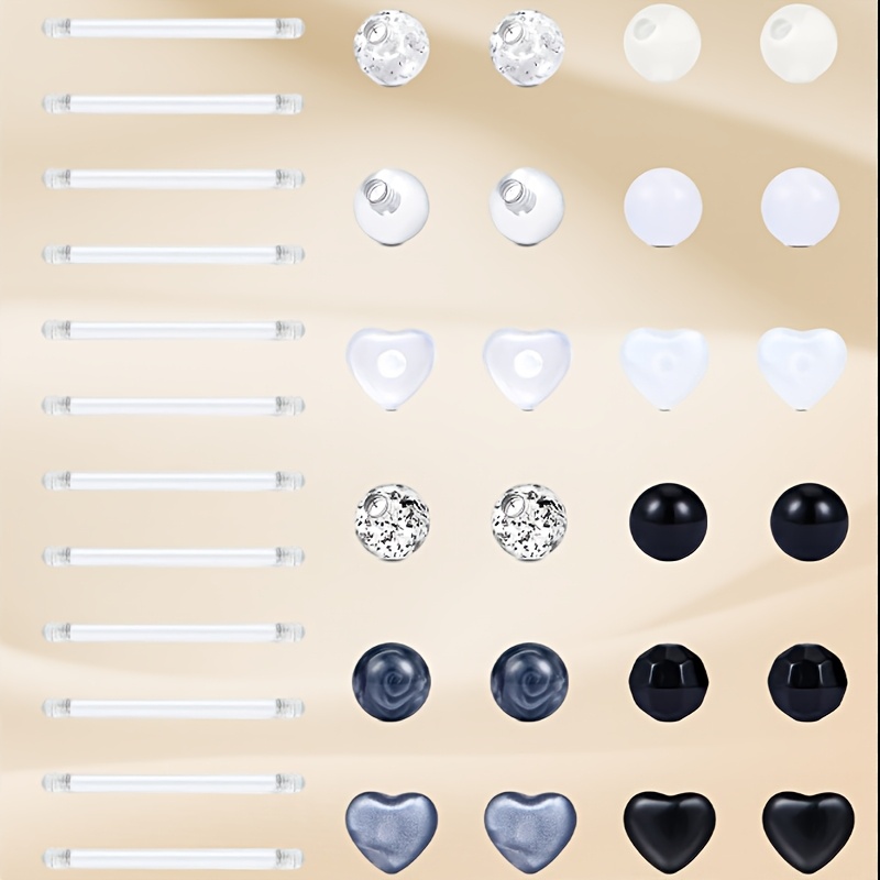 Image of Tongue Piercing Body Piercing Set With Replacement Balls Bioflex Plastic 12/14/16/18mm Tongue Industrial Barbell Piercing Balls