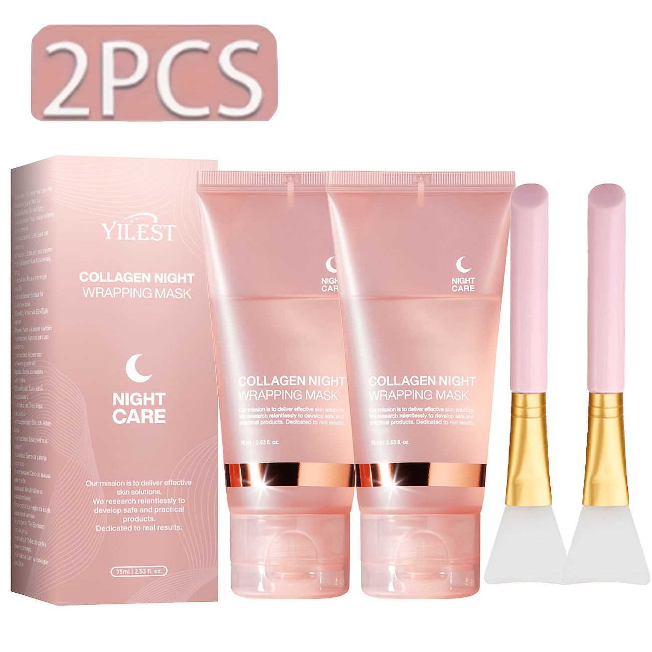 2 Boxes Collagen Overnight Mask - Ultra-moisturizing Care Mask For Hydration, , And Pore Reduction, Skin, Ideal For Pre-sleep Use (with Applicator)