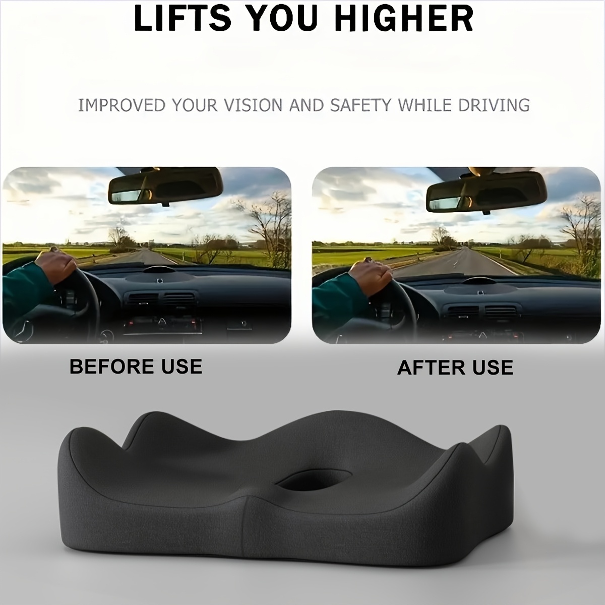 Car Seat Cushion, Lumbar Support Cushion, Ergonomic Memory Foam Cushion, Office Chair Cushion, Soft and Elastic, Suitable for Car Seats and Office Chairs, Ergonomically Designed to Fit the Human Body Curve, Car Seat Cushion