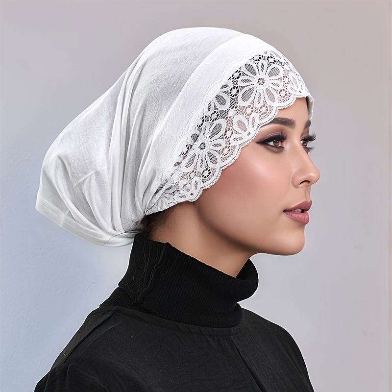 breathable lace scarf base cap women comfortable polyester
