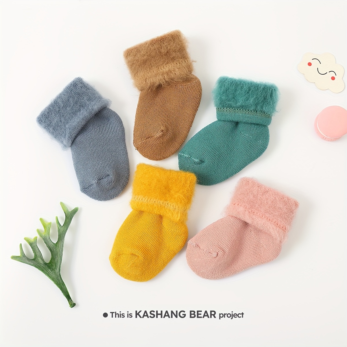 

5-/3- Kashang Bear ' Mid- , Pattern, Knit Fleece , Washable, For 0-3 - Footwear