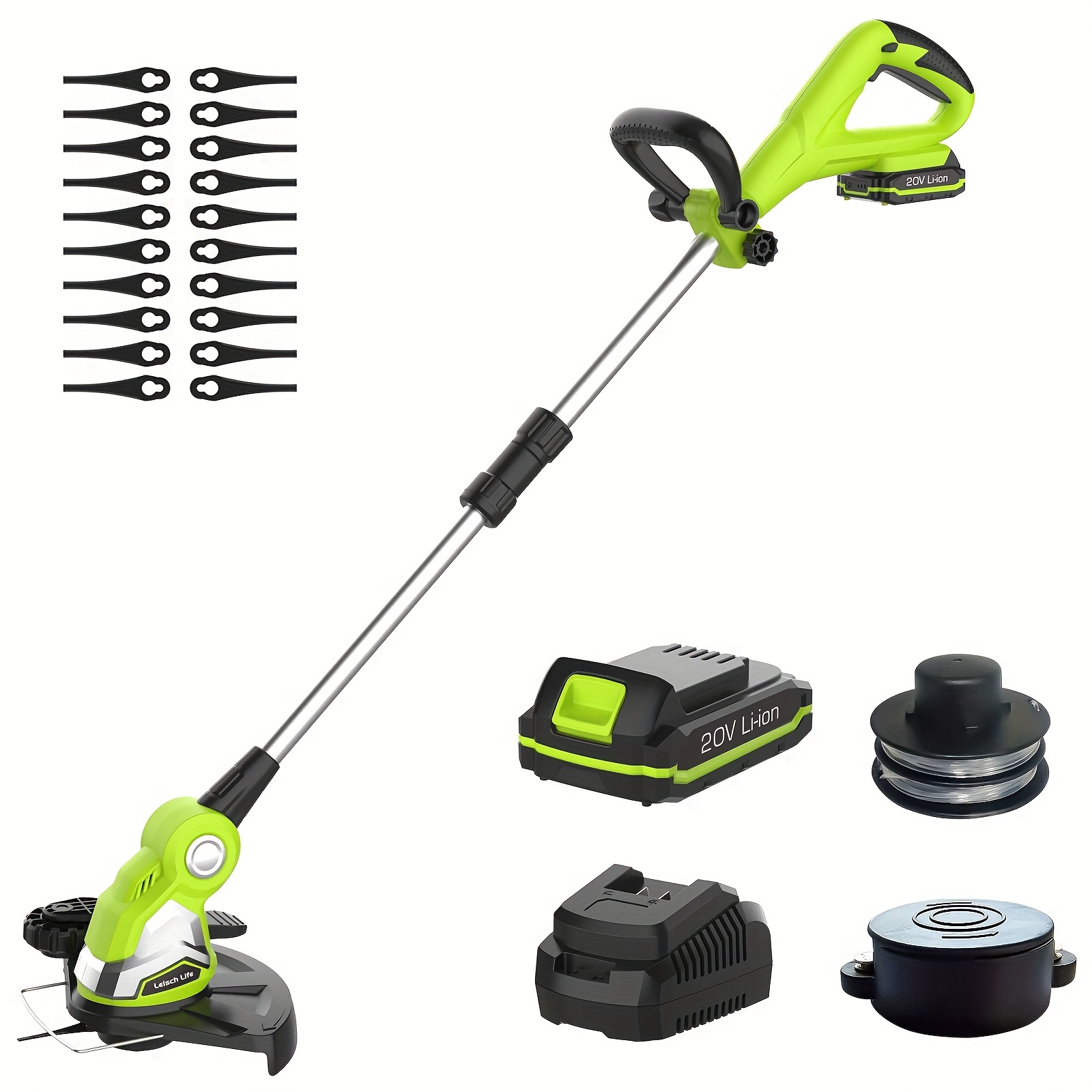 

10-inch Cordless , 2.0ah Battery Powered , 21v Lawn Cordless Electricedger With Grass Cutter Spool Line And 20pcs Plastic Blades, Fast Charger Included-hl-gt200-05li