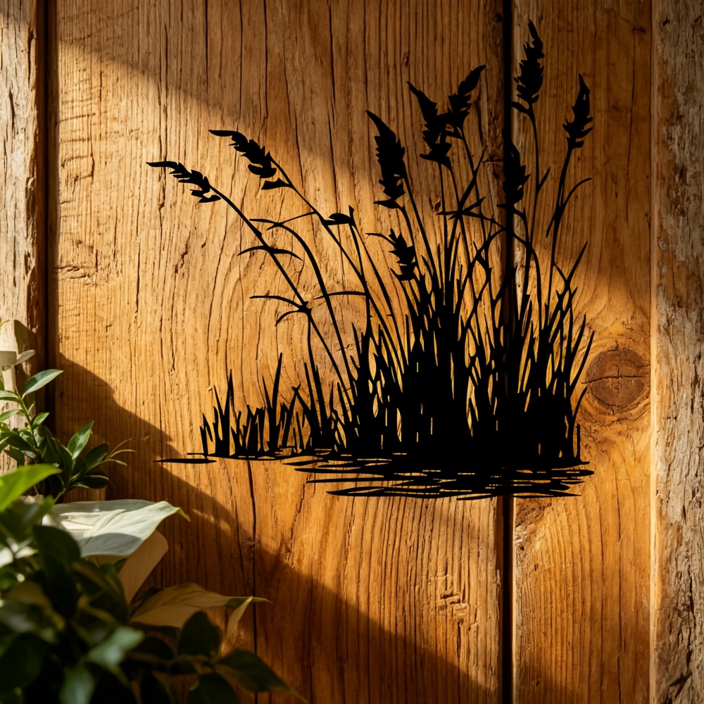 TEMU 1pc Grass Laser Cut Wrought Iron Metal Wall Art, Nature Inspired Rustic Decor For Living Room, Bedroom, Entryway, Cottage
