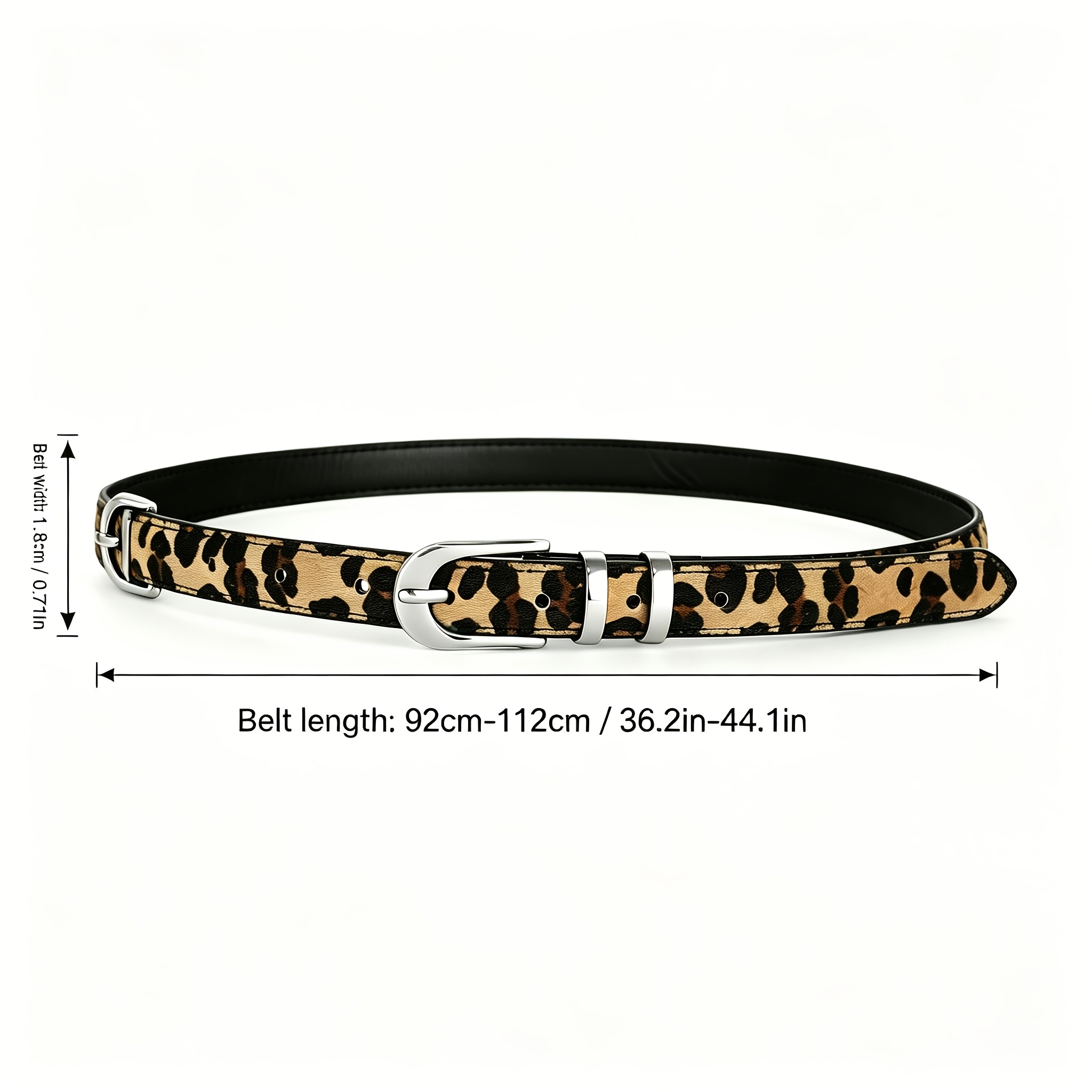 Women's Casual Leopard Print PU Belt with Silvery Square Buckle