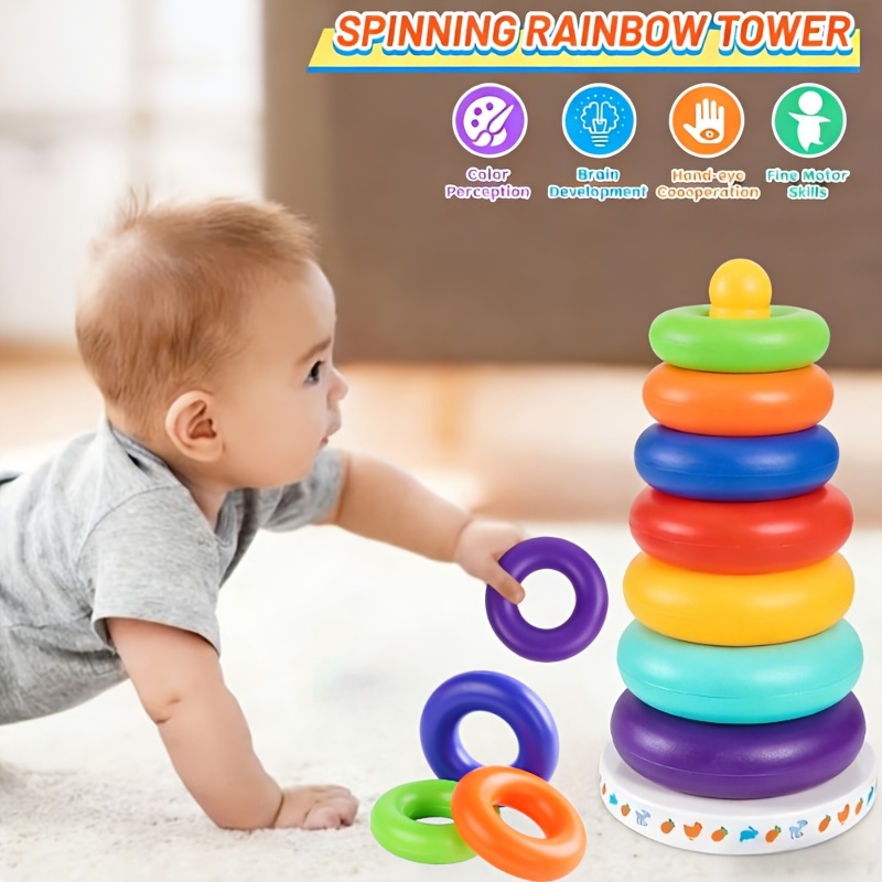 8pcs Spinning Sensory Stacking Rings for Babies