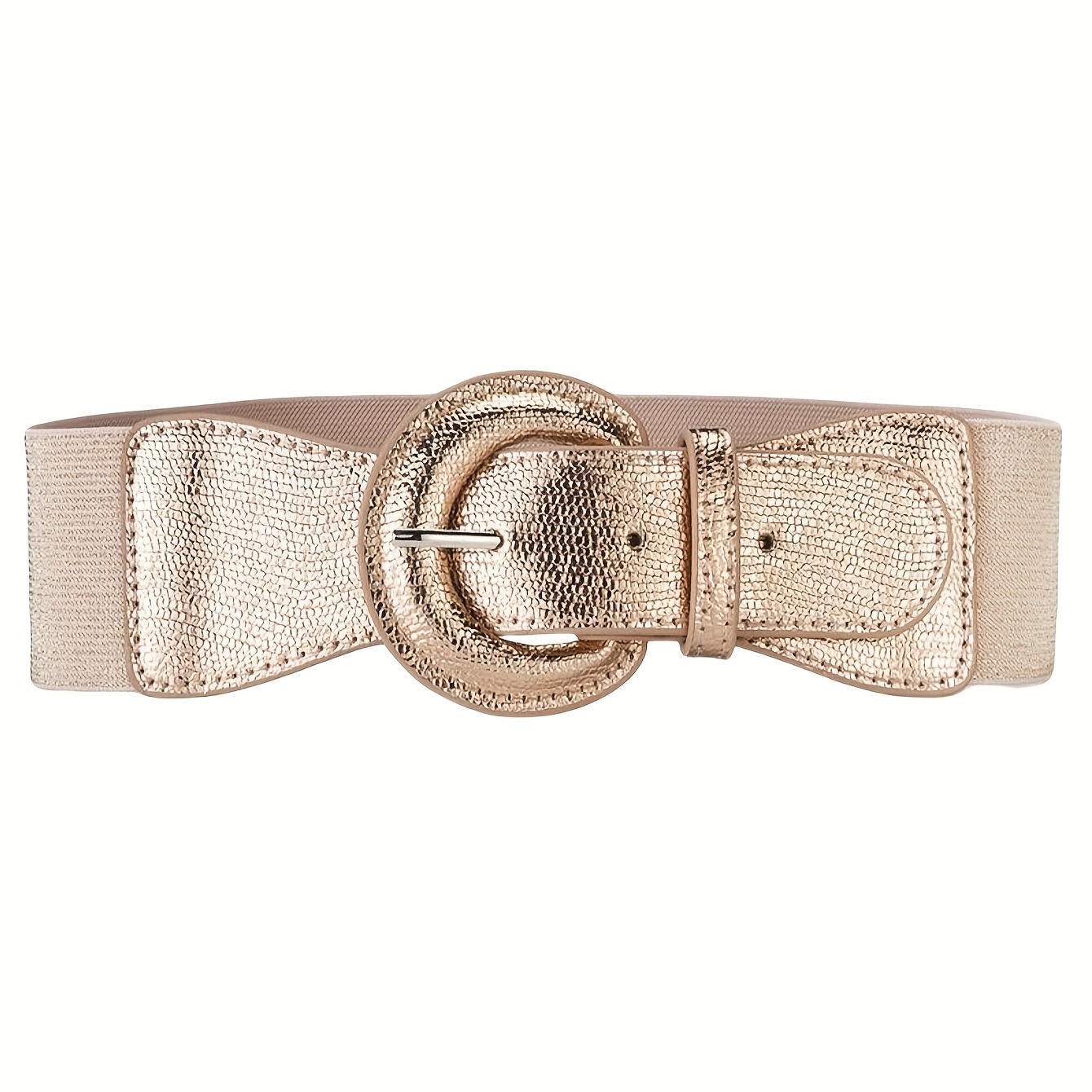 TEMU 2 Sizes For In Style Iridescent Waist Cincher Crocodile Pattern Bohemian Style Bag Closure Wide Belt Tummy Control Elastic Waistband