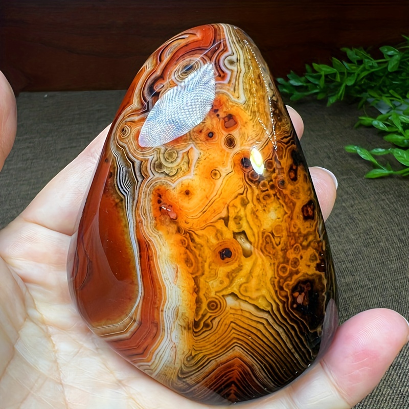 1pc Of Natural Quartz Polished Stone Weighing Between 150g And 210g, A Decorative Agate Handle Piece For Home Decor Made Stone