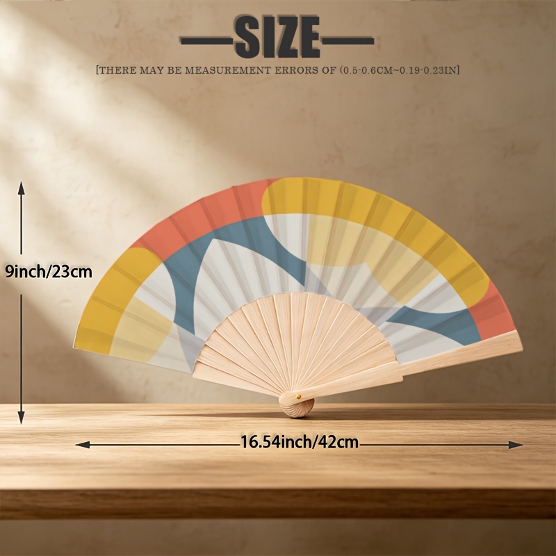 TEMU plegable retro de madera de 23 cm - y portátil, adecuado para refrescarse en verano, fiestas, festivales de , playa y para decoración del hogar