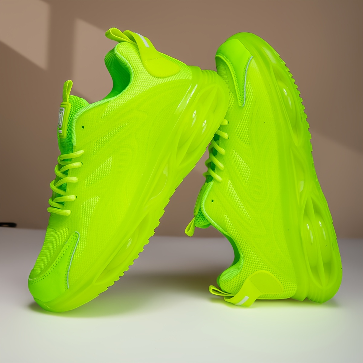 mens neon green sneakers lace low top shoes cushioned Temu