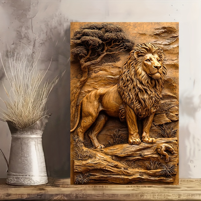 

Lion Windows Wooden Framed Canvas Painting Wall Art Prints For Home Decoration, Living Room & Bedroom, Festival Party Decor, Gifts, Ready To Hang