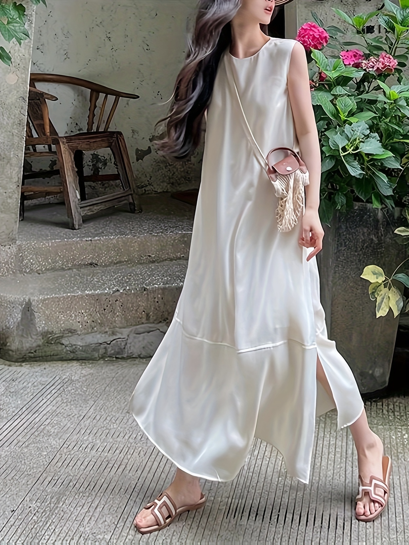 green emerald velvet dress White Floral Print Dress for Women  Lace Trim & Flowy Summer Style Off White / Cotton / L