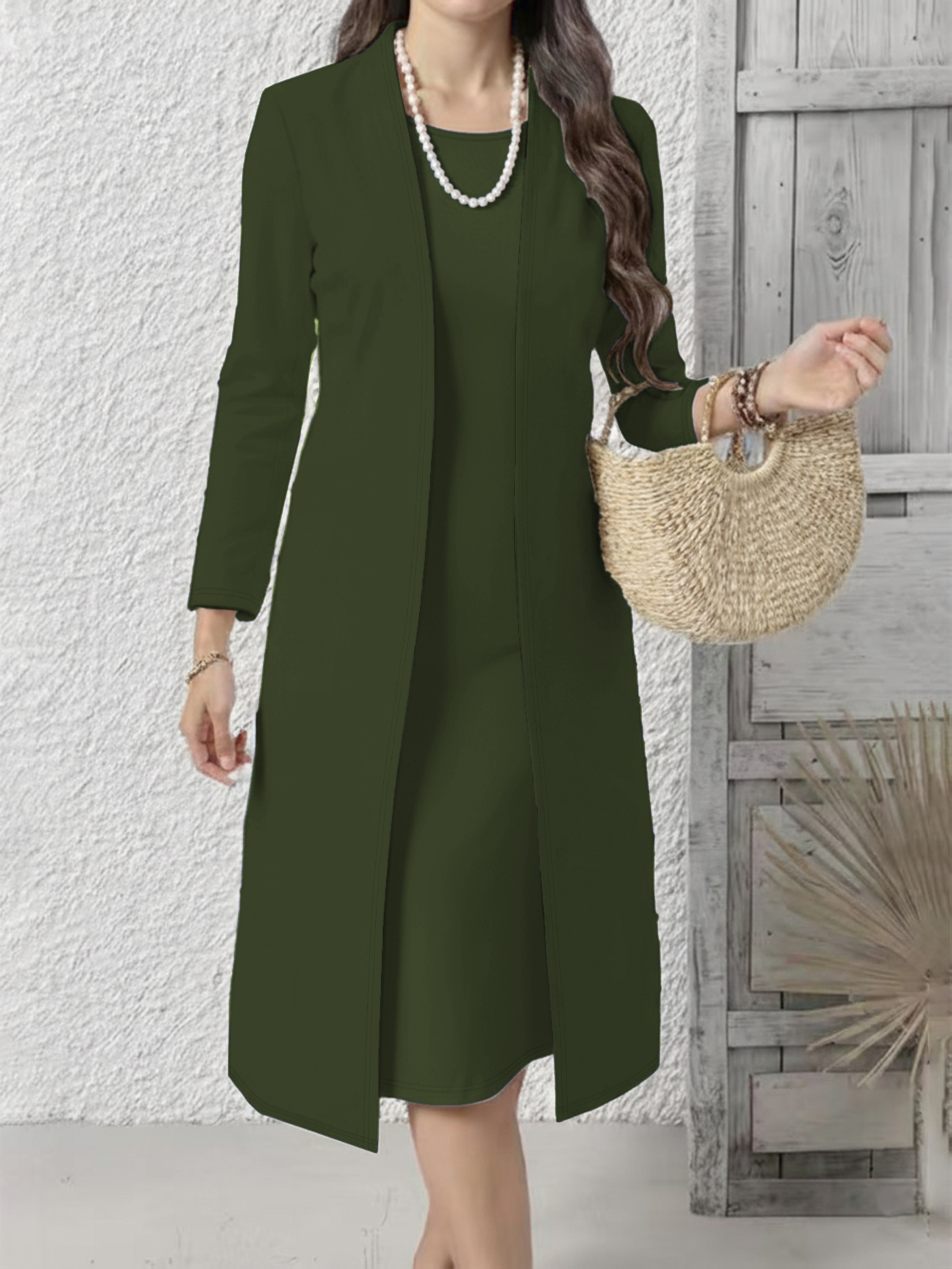 knee length dresses for ladies Black Blazer & Sheath Dress Set main image 0