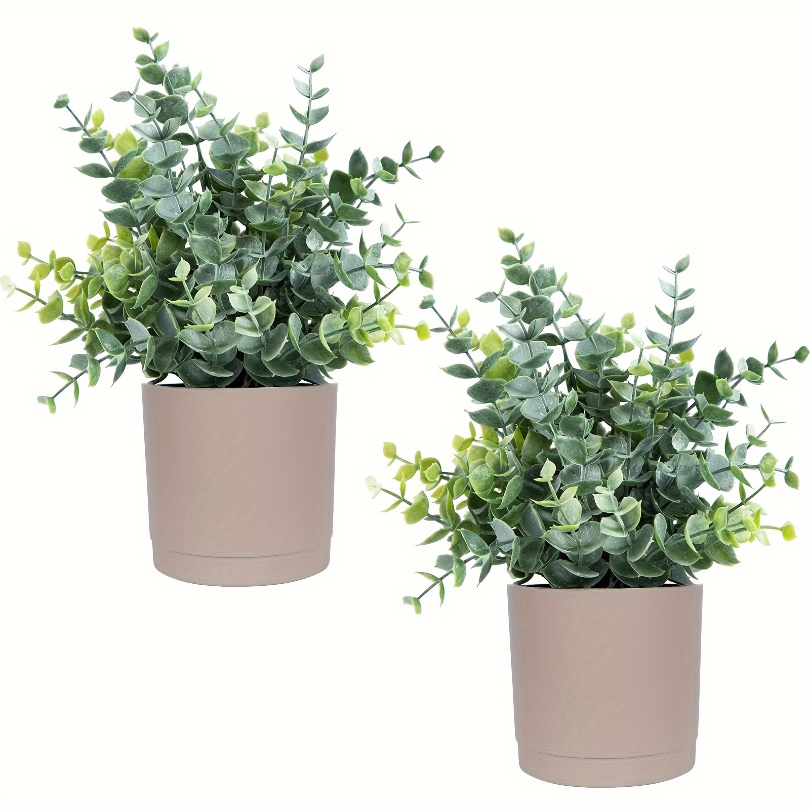 Image of 2pcs Set Of Small Simulation Plants, Eucalyptus Potted Plants, Artificial Plant Racks, Office Desks, Home Bathrooms, Farmhouses, Rooms, Coffee Tables, Decoration ()