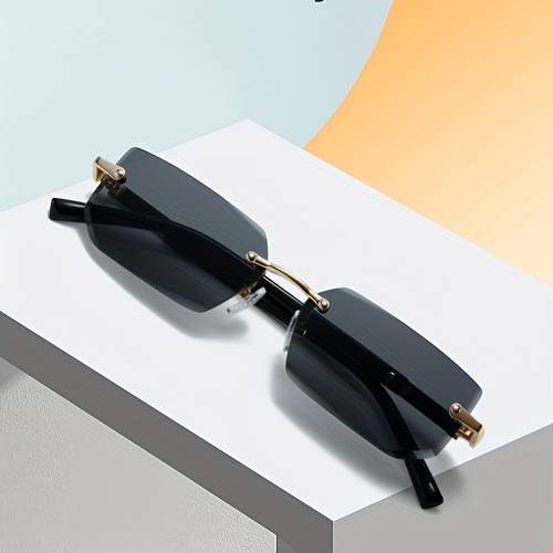 cross border wholesale new metal rimless cut edge square glasses for women fashionable