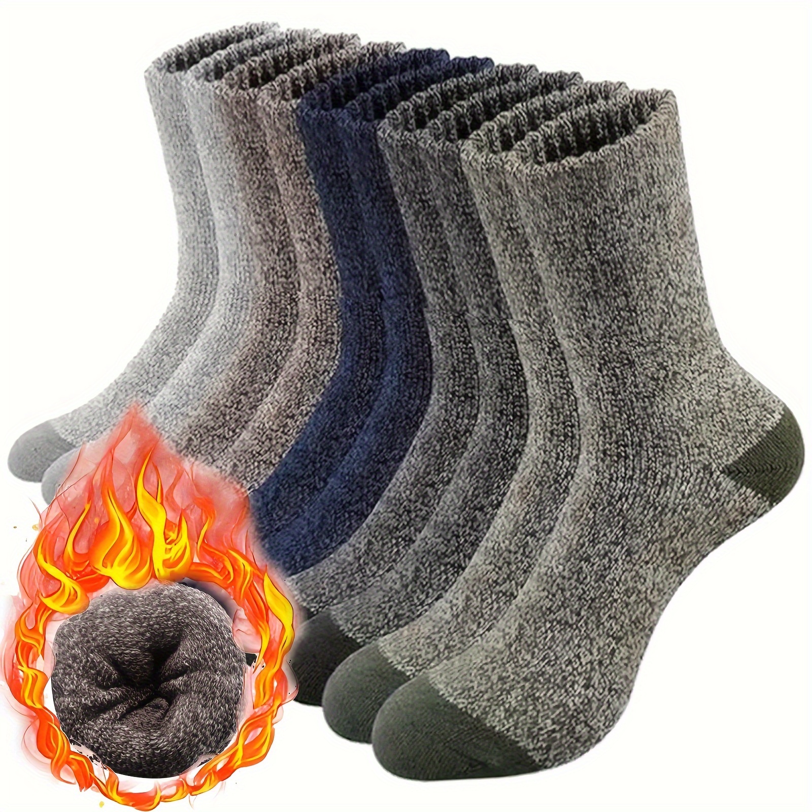 

5 Pairs Of Men's Merino Cotton Wool Socks For Men, Thick Hiking Socks, Warm Breathable Crew Mens Socks ( For All)