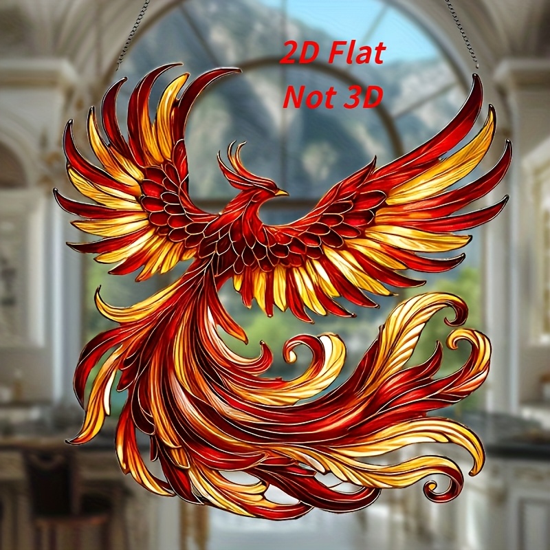 

1pc 2d Acrylic Mysterious Phoenix Sun (8.7x8.7inches), Bird Decoration, Window Hanging Decoration, And Hope Symbol, Suitable For And Festive Decoration, Perfect Gift For