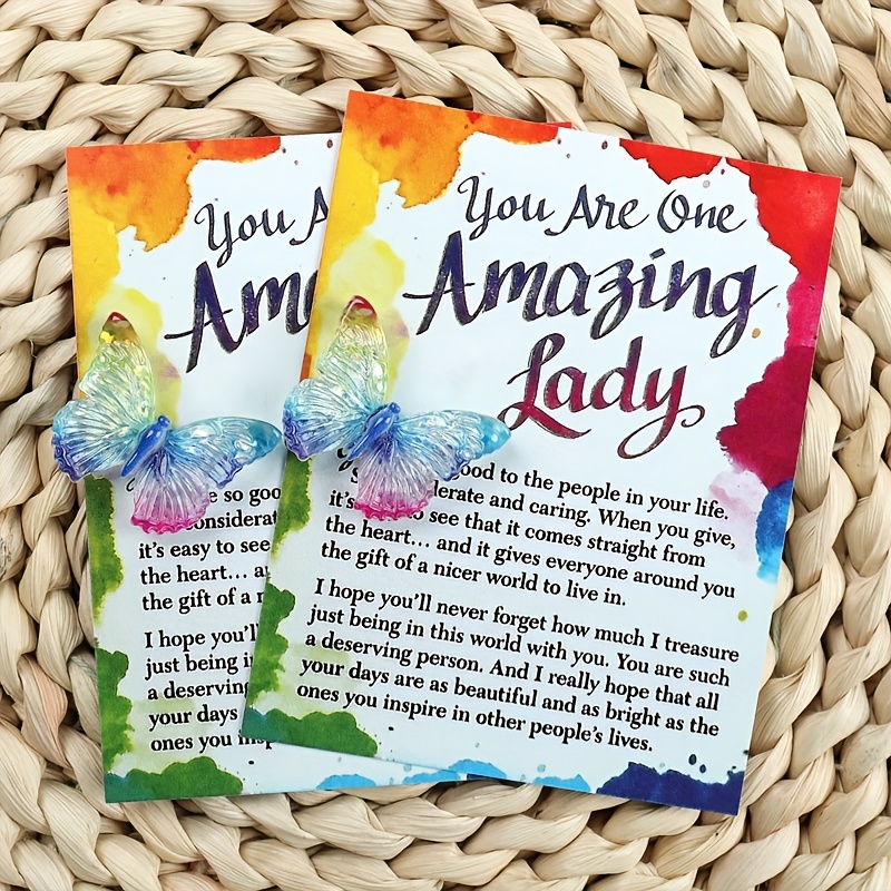 TEMU 1pc\2pcs Special Pocket Butterfly With An Inspiring Card—perfect Gift For A Mom, Daughter, Sister, Friend, Wife, Grandmother, Or Any Woman-you