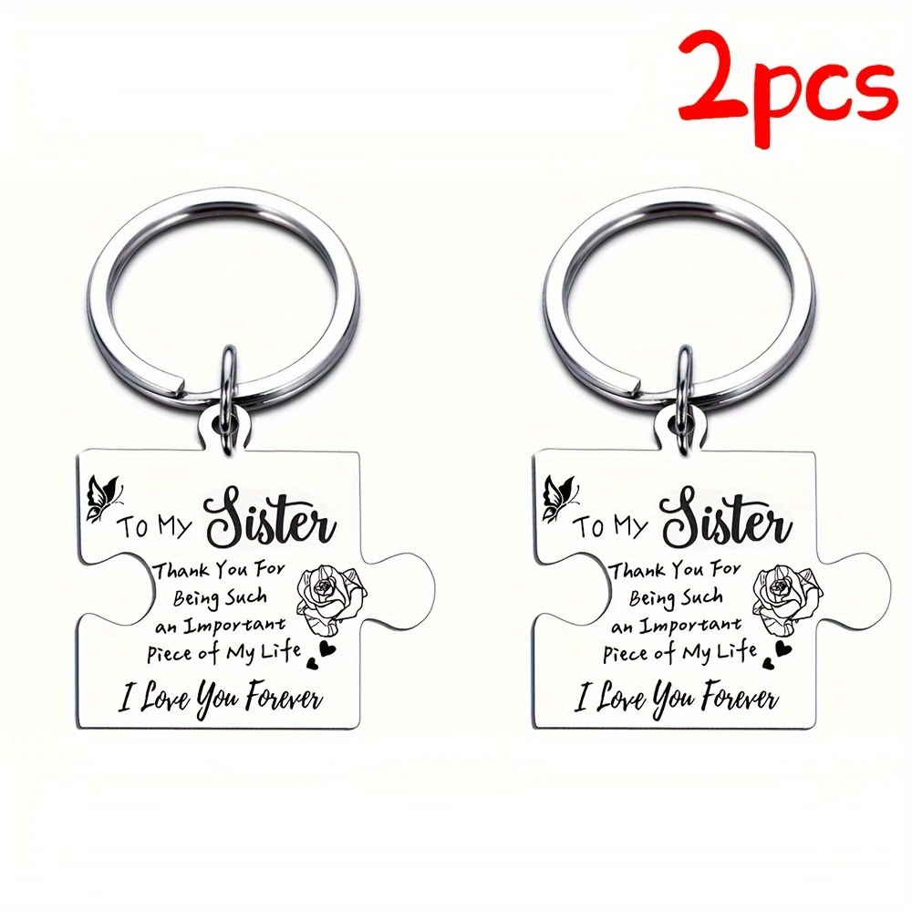 TEMU 2pcs "to For My Sister" Keychain, Stainless Steel Wallet Accessories, Car Key Accessories, Suitable For: Birthdays, Christmas, Halloween, Parties As A Romantic Gift For Your Sister
