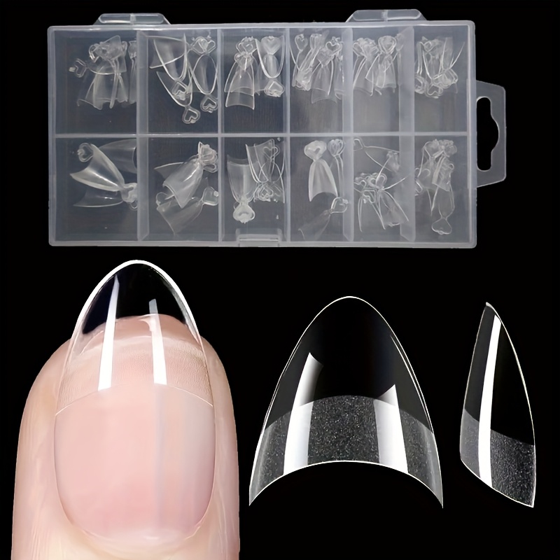 E-shop 240 Stück XS Mandel Halbe Abdeckung Falsche Nägel, Kurze Matte Soft Gel Nagelspitzen, Transparent, Alle Nageltypen, Vorgefertigte Bonding,