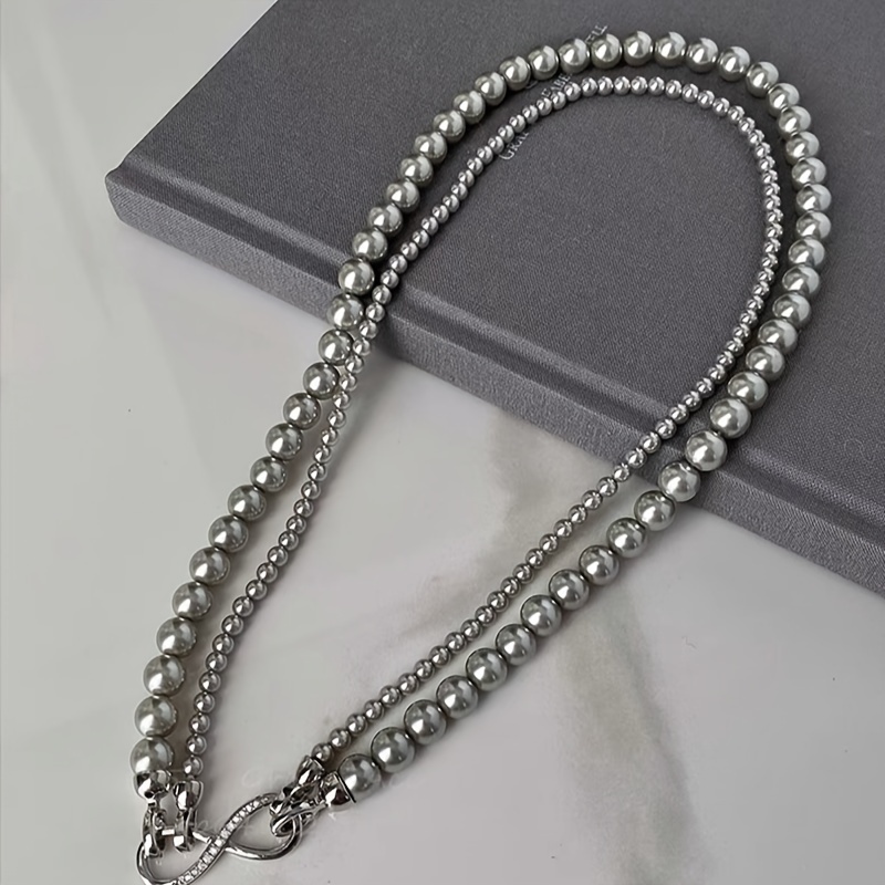 Double Tier Pearl Necklace with Adjustable Clasp
