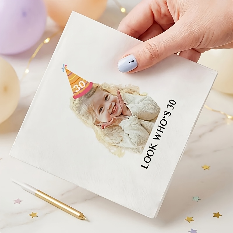 TEMU Servilletas de personalizadas de 36-99 piezas con fotos y texto, decoraciones universales para fiestas de para todas las edades, servilletas de