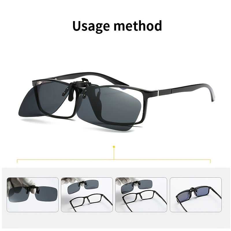 2pcs Easy Rectangle Polarized Clip-On Glasses
