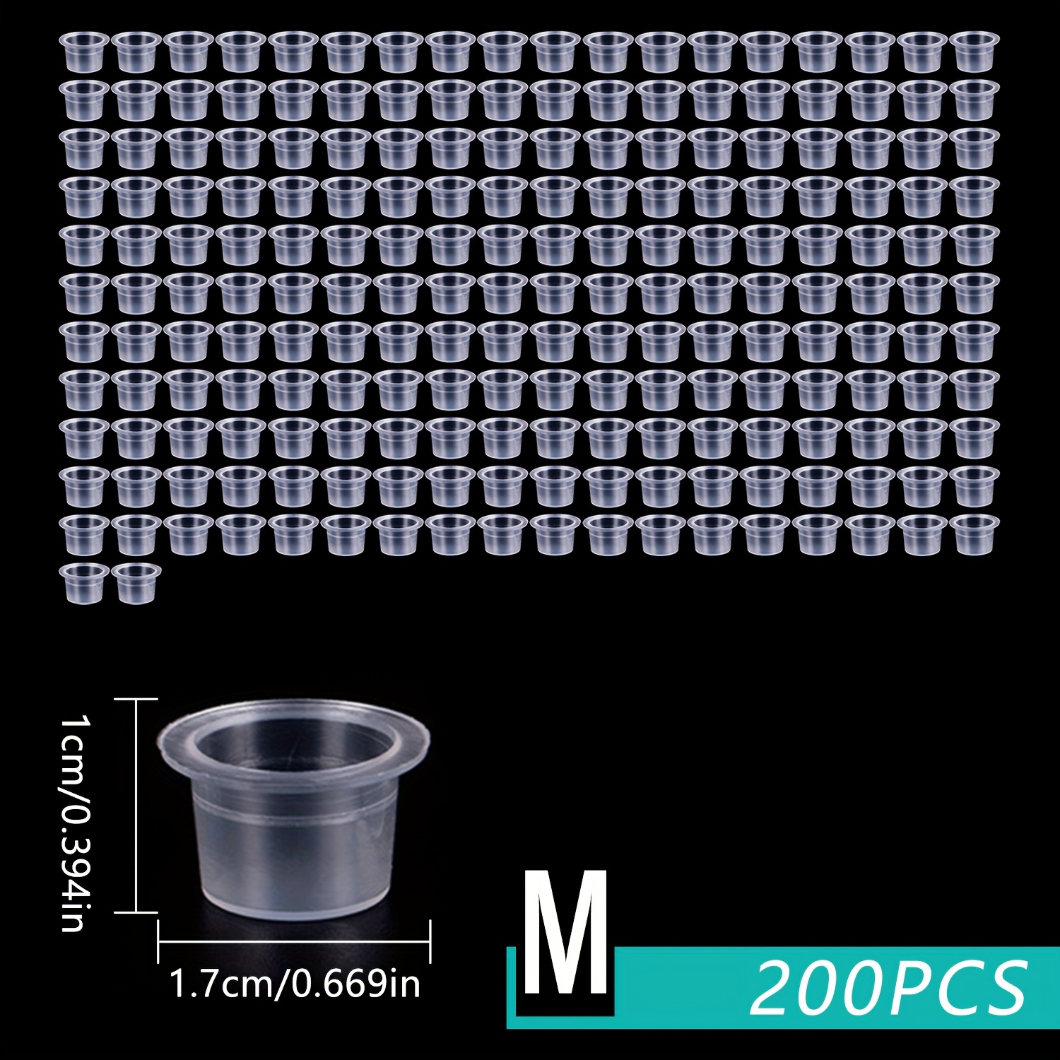 TEMU 200 Tattoo Ink Cups, Disposable Tattoo Ink Cups, Hard Plastic In 3 Sizes (s, M, L), Small Pack Of Ink Cups Without Base