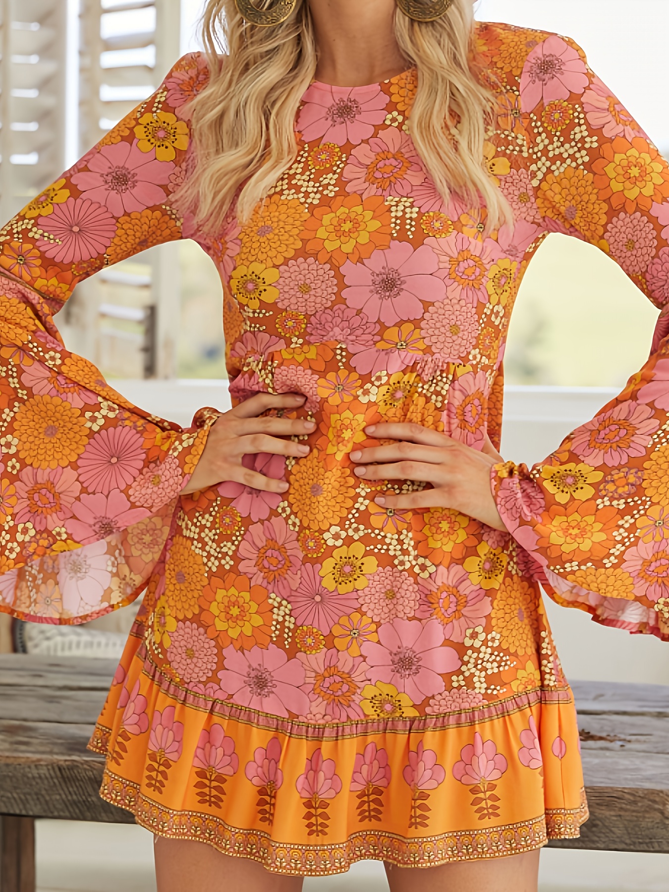 80's 70s Themed Dress Women's 70s 80s Retro Hippie Dress