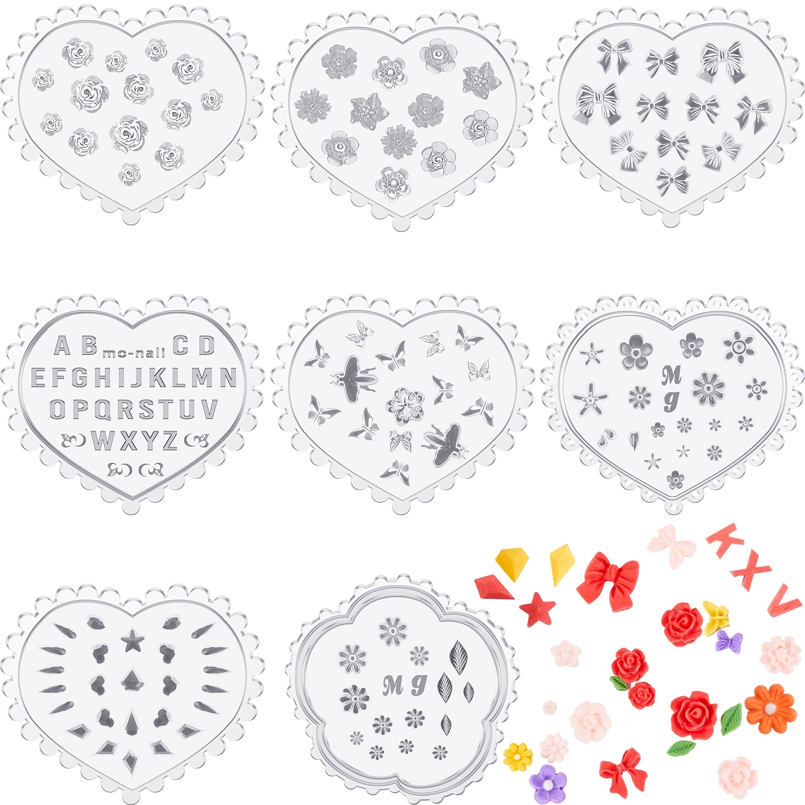 TEMU 8pcs 8pcs Small Flower & Leaf Polymer Clay Molds - Mini Silicone Mold With Rose, Daisy, Leaf Shapes Suitable For Jewelry Making, Earring Clay
