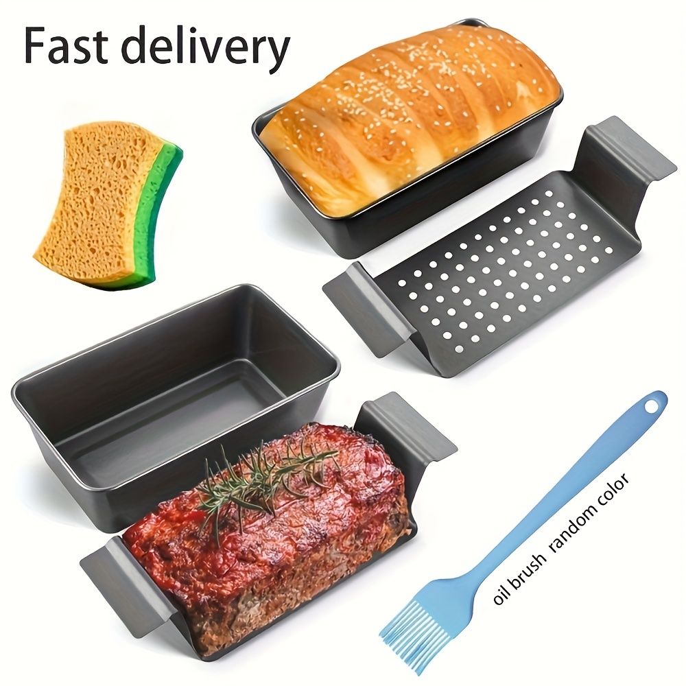 

2 Set Meatloaf Pan With Drain Tray Meat Bread For Baking, Fat, Taste, Set