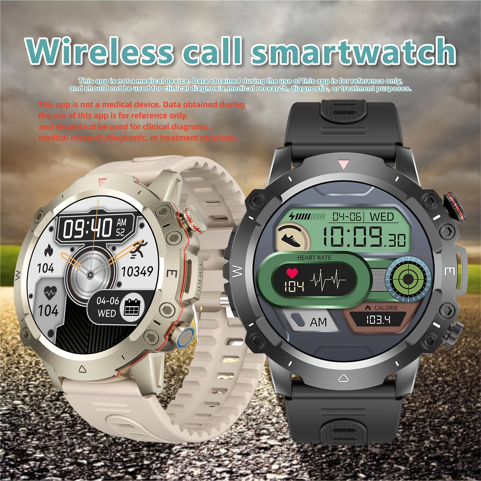 Reloj inteligente militar para hombre (recepción de llamadas/marcado) 2.02  pulgadas HD 5ATM resistente al agua al aire libre resistente reloj táctico